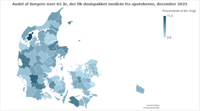 Danmarkskort dosispakket medicin